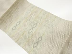 絽綴れ横段に横縞・菱模様織出し名古屋帯